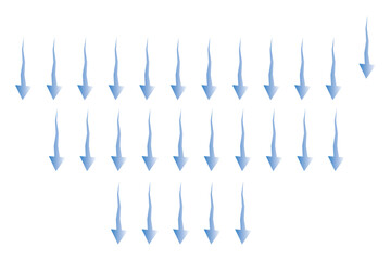Air flow. Set of blue arrows showing direction of air movement. Wind direction arrows. Vector illustration isolated on white background.