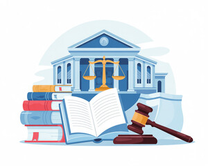 Courthouse law books gavel scales justice legal system