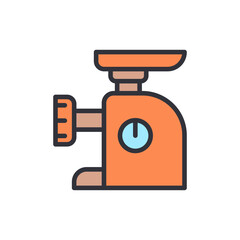 Illustration Of A Stylish Minimalist Orange Meat Grinder Appliance