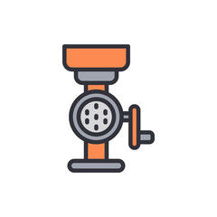 Cartoonish Illustration Of An Orange And Gray Manual Meat Grinder