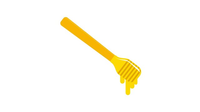 honey dipper on white background. cutlery. simple animation. motion graphics