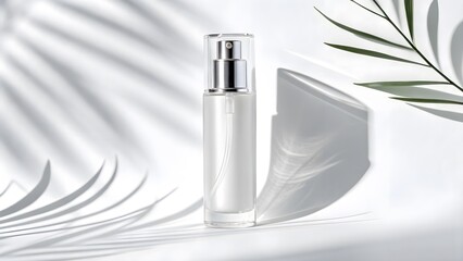 Elegant skincare bottle with a clean design, placed against a white background with subtle shadows to highlight its form. Perfect for product catalogs, beauty advertisements, and minimalist branding.