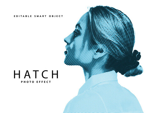 Halftone Hatch Photo Effect Mockup