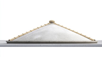 Beige concrete roof isolated on white background. Generative AI