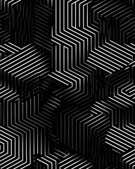 Abstract black and white geometric line pattern