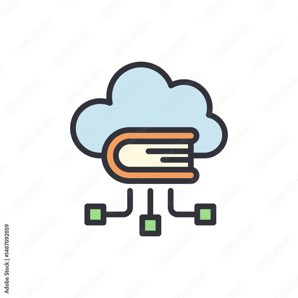 Poster cloud based knowledge access through digital library platform icon