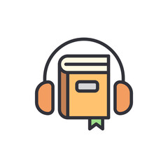 Audiobook Concept With Headphones And Book On Transparent Background