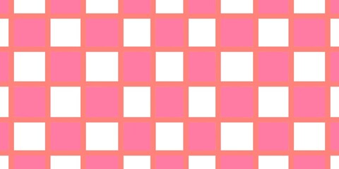 A repeating pink and white checkered pattern with coral-colored grid lines.