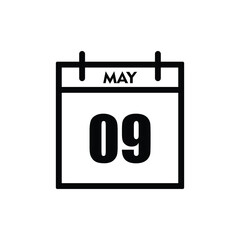 calender icon, 09 may icon with white background