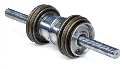 Fototapeta premium Aluminum hub bearing press isolated on white background. Generative AI