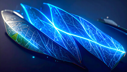 Microchip in Nature: Green Leaf with Embedded Technology