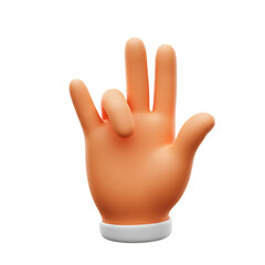 Animated hand showing three fingers, cartoonish digital illustration