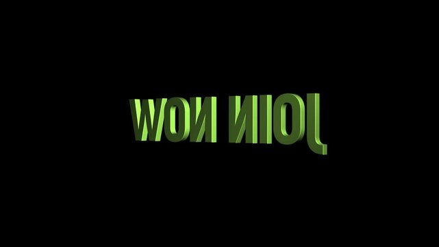 join now 3D Text 4k Animation on White Alpha Channel black Green Screen Background. now join. join with us