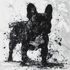 French Bulldog in scribble texture technique