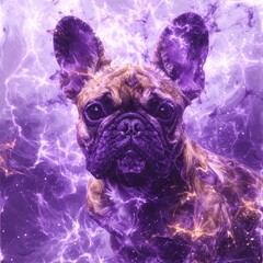 French Bulldog in scribble texture technique