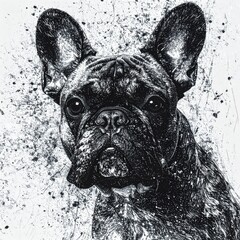 French Bulldog in scribble texture technique