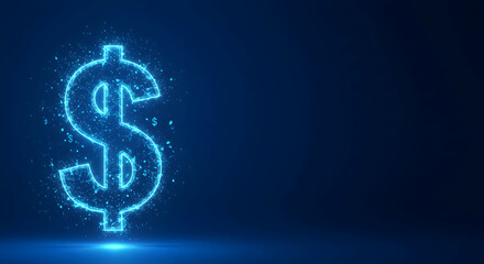Obraz premium dollar sign, dollar, $, Glowing Digital Dollar Sign