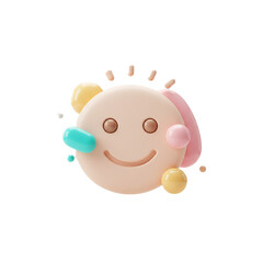Playful 3d emoticon with vibrant colors and dynamic composition