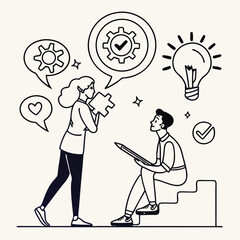 Soft Skills Icon Set – Line Vector Icons for Communication, Leadership, Teamwork & More