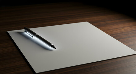 pen,  paper,  blank, Blank Paper and Pen on Wooden Desk