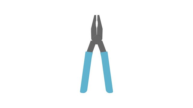 pliers with light blue handles. tool theme. carpentry tools. repair tools. simple animation, motion graphics