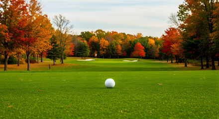 golf,  golf ball,  golf course, Golf Ball on Autumn Golf Course