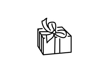 3d Gift box with ribbon line icon, outline vector sign, linear style pictogram isolated on white. Symbol, logo illustration. Editable stroke. Pixel perfect