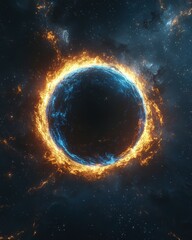Burning Blue Sphere in Deep Space Space cosmos universe astronomy stars nebula galaxy planet sphere star burning fire fl