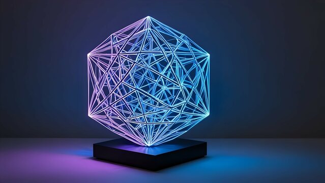 A 3D printed geometric sculpture with holographic texture