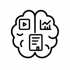 Abstract brain with icons of video, text, and graph — multi-format content ideation.