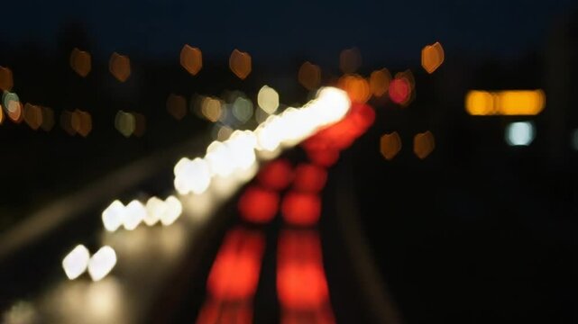 Night city traffic blurred cars long exposure lights evening highway lane movement fast transit car motion auto illuminated vehicle transportation street high speed light trails abstract