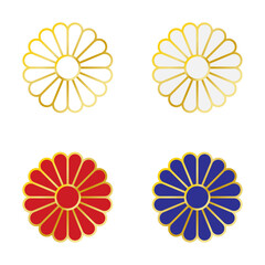 菊模様の和柄イラストセット