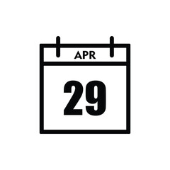 calender icon, 29 april icon with white background