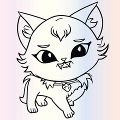 Vampire Cat Halloween Coloring Pages Drawing For Kids 