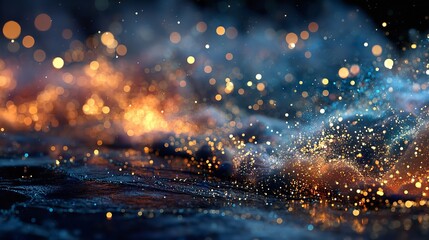 Fototapeta premium Abstract Fire and Water Fusion with Sparkling Light Particles