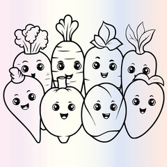 Fototapeta premium Vegetables Coloring Page for Kids