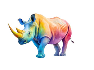 Fototapeta premium Rainbow mane rhino, a majestic wildlife portrait in vivid color