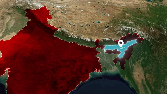 Detailed Assam State Map with District Borders