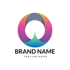 O abstract gradient colorful creative unique letter logo