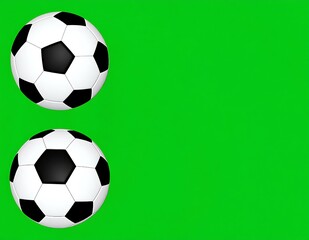 Two Soccer Balls on Green Background, Sports Graphic Design