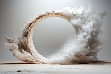 Abstract Ring with Swirling Dust Explosion Abstract ring circle dust smoke explosion swirling particles dynamic movement