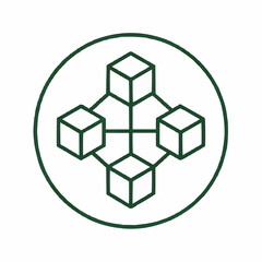 Obraz premium Simple circle enclosing a single interconnected blockchain network