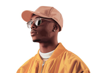 Urban style, man in vibrant yellow jacket and sunglasses a portrait of modern confidence
