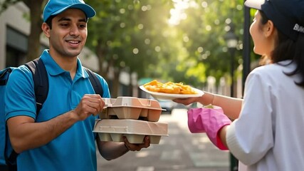 Food delivery service delivering food to customer at home fast and safe food delivery service concept