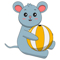 Cute Mouse Mascot Character with Cartoon Design. Vector Illustration.