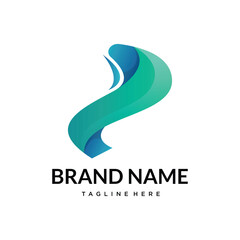 p abstract gradient typography letter logo design