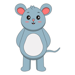 Cute Mouse Mascot Character with Cartoon Design. Vector Illustration.