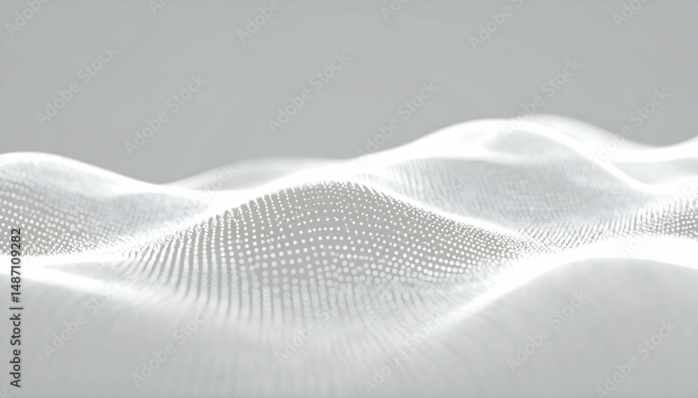 Poster abstract white wave background with dynamic dots