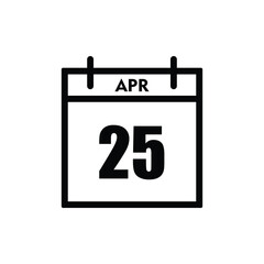 calender icon, 25 april icon with white background