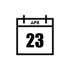 calender icon, 23 april icon with white background
